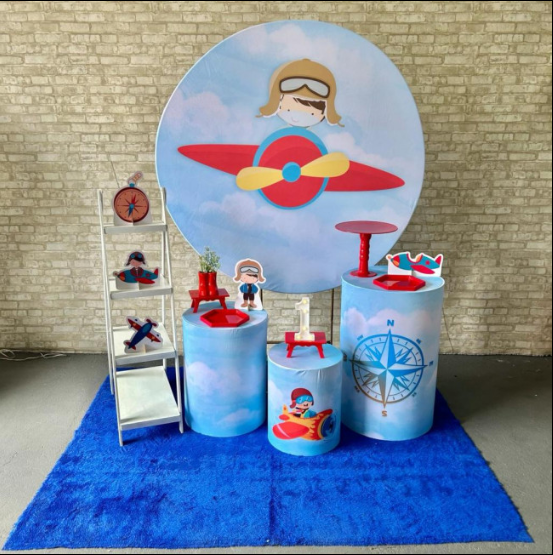 Alugue Tema Para Festa Decoração Menino Aviador Tecido ( Modelo 2 )