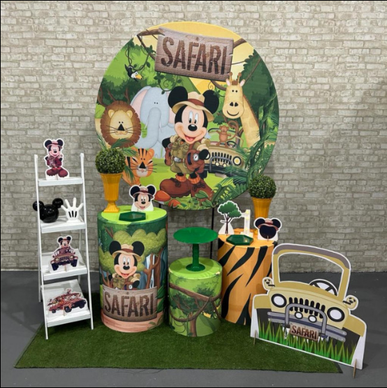 Alugue Tema Para Festa Decoração Mickey Safari Tecido ( Modelo 2 )