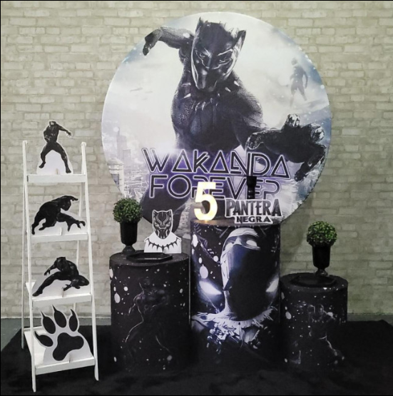 Alugue Tema Para Festa Decoração Pantera Negra Tecido ( Modelo 2 )