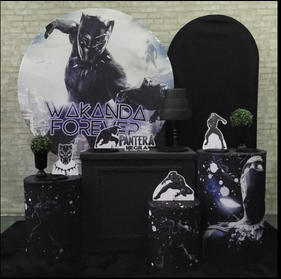 Alugue Tema Para Festa Decoração Pantera Negra Tecido ( Modelo 3 )