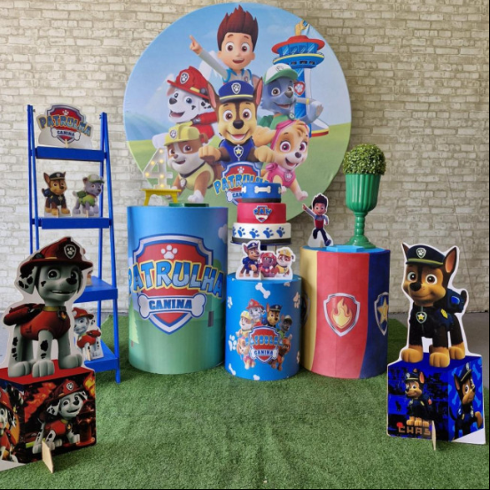 Alugue Tema Para Festa Decoração Patrulha Canina Tecido ( Modelo 2 )