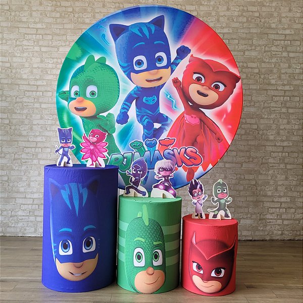 Alugue Tema Para Festa Decoração PJ Masks Tecido ( Modelo 1 )