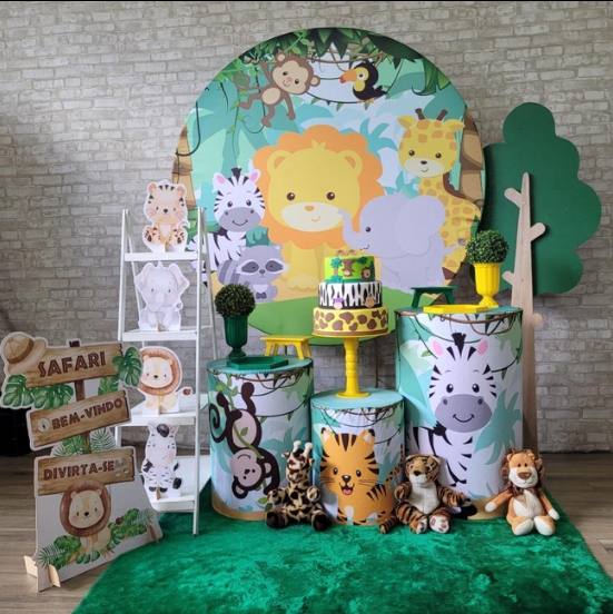 Alugue Tema Para Festa Decoração Safari Tecido ( Modelo 2 )