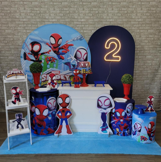 Alugue Tema Para Festa Decoração Spidey e Seus Amigos Tecido ( Modelo 3 )