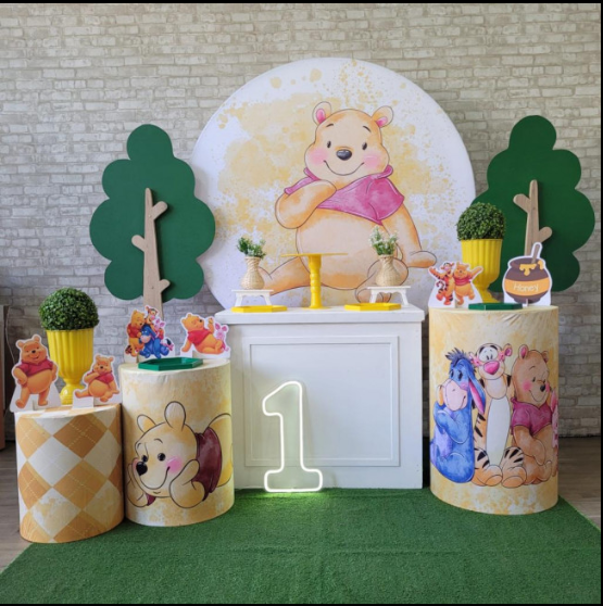 Alugue Tema Para Festa Decoração Ursinho Pooh Tecido ( Modelo 3 )