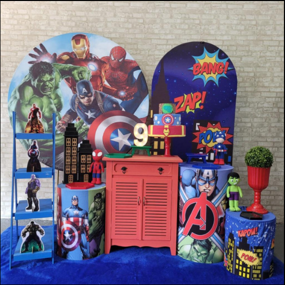 Alugue Tema Para Festa Decoração Vingadores Tecido ( Modelo 3 )