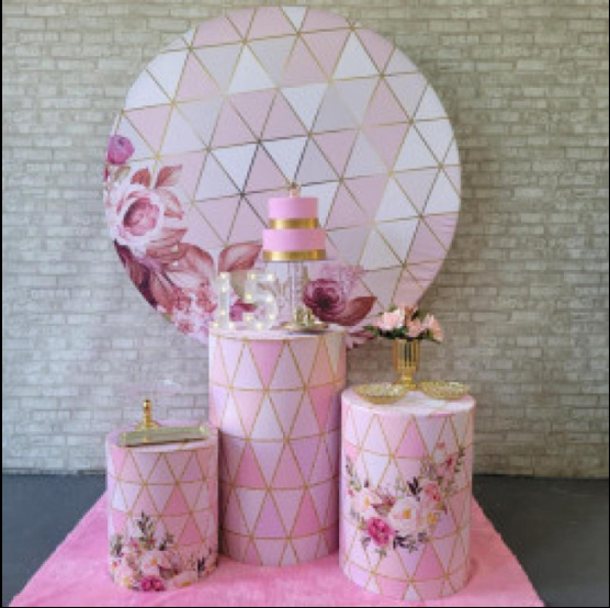 Alugue Tema Para Festa Decoração Flores Rosa Tecido ( Modelo 2 )