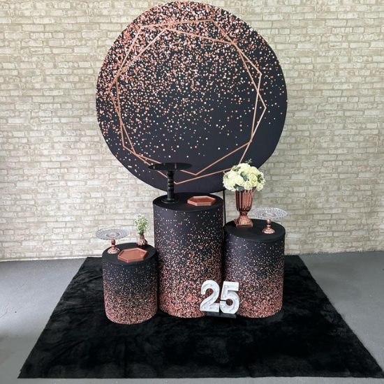 Alugue Tema Para Festa Decoração Glitter Rose Tecido ( Modelo 2 )