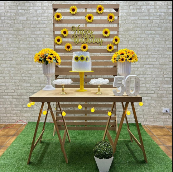 Alugue Tema Para Festa Decoração Girassol Tecido ( Modelo 5 )