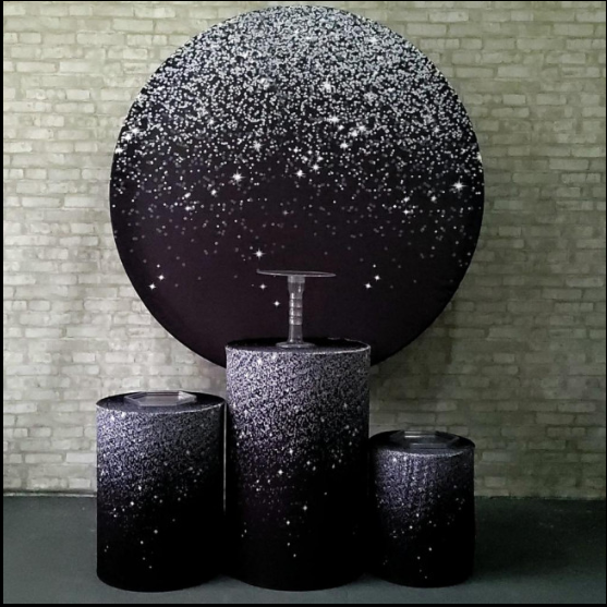 Alugue Tema Para Festa Decoração Glitter Prata Tecido ( Modelo 1 )