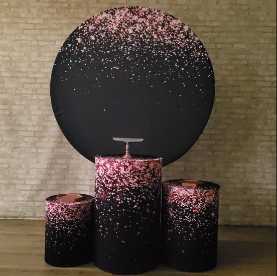 Alugue Tema Para Festa Decoração Glitter Rosa Tecido ( Modelo 1 )