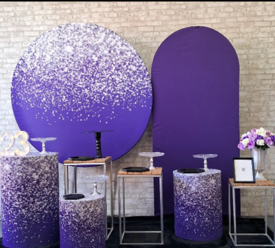 Alugue Tema Para Festa Decoração Glitter Roxo Tecido ( Modelo 6 )
