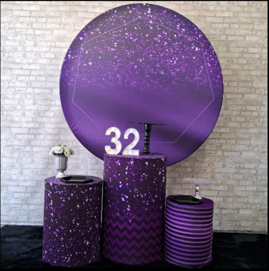 Alugue Tema Para Festa Decoração Glitter Roxo Tecido ( Modelo 2 )