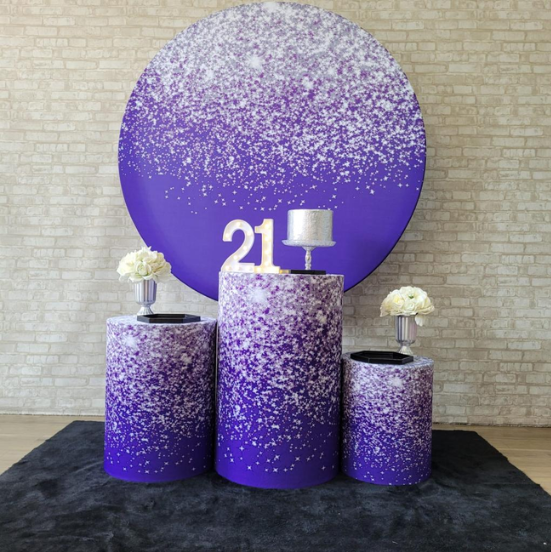 Alugue Tema Para Festa Decoração Glitter Roxo Tecido ( Modelo 5 )