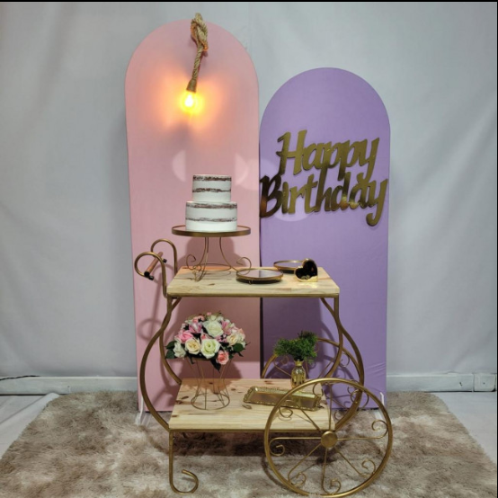 Alugue Tema Para Festa Decoração Happy Rosa com Lílas Tecido