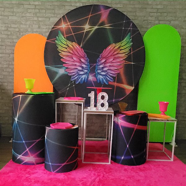 Alugue Tema Para Festa Decoração Neon Tecido ( Modelo 3 )