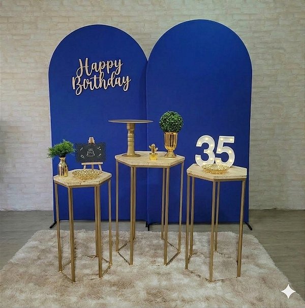 Alugue Tema Para Festa Decoração Happy Azul Tecido ( Modelo 1 )