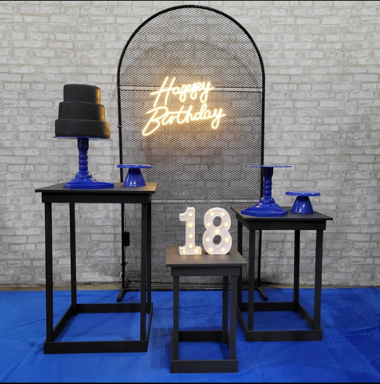 Alugue Tema Para Festa Decoração Happy Preto Tecido ( Modelo 1 )