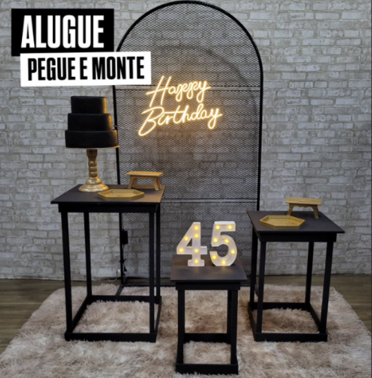 Alugue Tema Para Festa Decoração Happy Preto Tecido ( Modelo 2 )