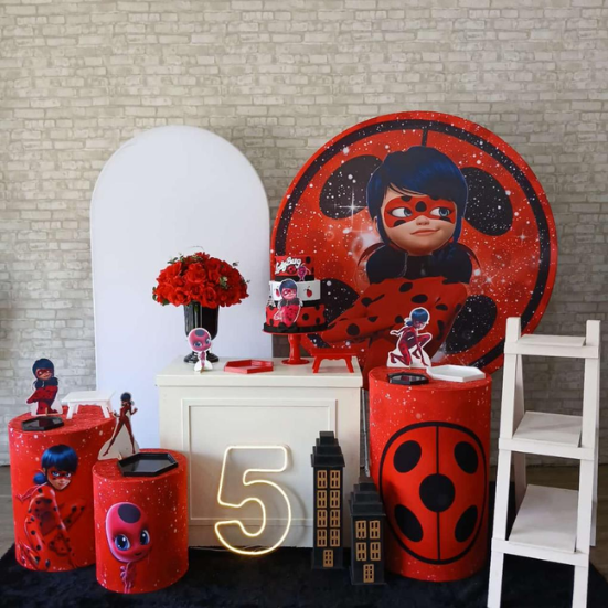 Alugue Tema Para Festa Decoração Lady Bug Tecido ( Modelo 3 )