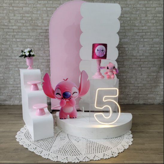 Alugue Tema Para Festa Decoração Lilo Stitch e Angel Tecido ( Modelo 4 )