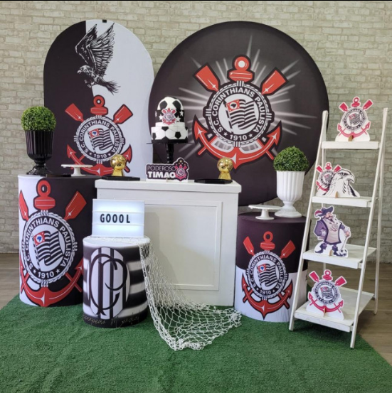 Alugue Tema Para Festa Decoração Corinthians Tecido ( Modelo 6 )