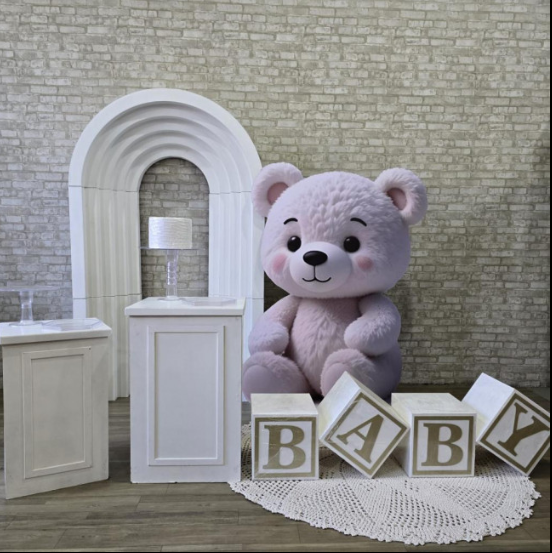 Alugue Tema Para Festa Decoração Chá Revelação Ursão Tecido ( Modelo 3 )