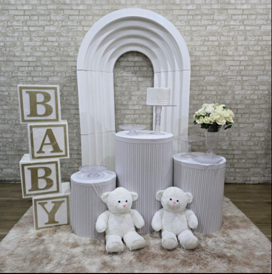 Alugue Tema Para Festa Decoração Chá Revelação Branco Ursinho Tecido (Modelo 3 )