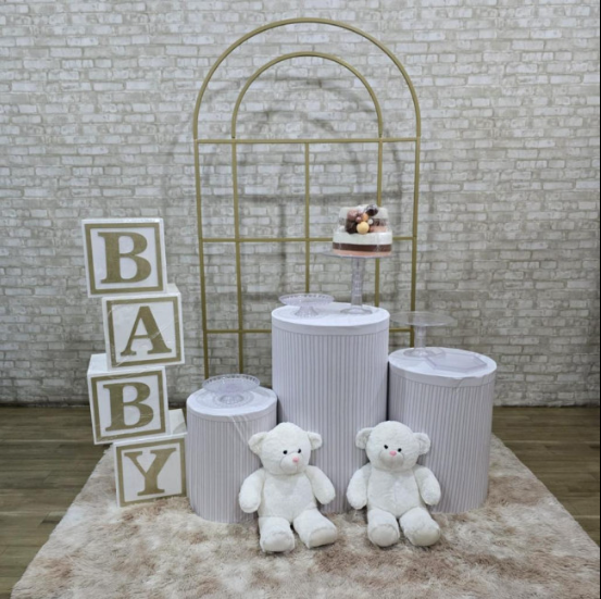 Alugue Tema Para Festa Decoração Chá Revelação Branco Ursinho Tecido (Modelo 1 )