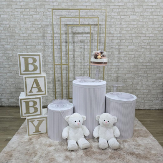 Alugue Tema Para Festa Decoração Chá Revelação Branco Ursinho Tecido (Modelo 2 )