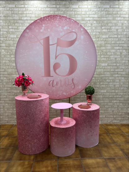 Alugue Tema Para Festa Decoração Rosa Tecido ( Modelo 1 )