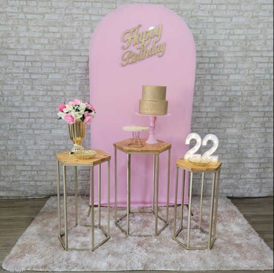 Alugue Tema Para Festa Decoração Happy Rosa Bebê Tecido ( Modelo 2 )