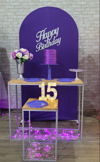 Alugue Tema Para Festa Decoração Happy Roxo Tecido ( Modelo 1 )