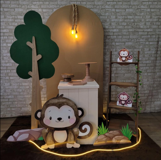 Alugue Tema Para Festa Decoração Macaquinho Tecido