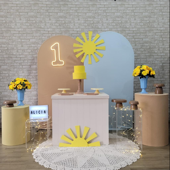 Alugue Tema Para Festa Decoração Minha Primeira Volta ao Sol Tecido ( Modelo 3 )