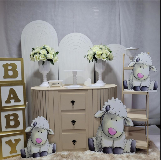 Alugue Tema Para Festa Decoração Ovelhinha Tecido ( Modelo 4 )