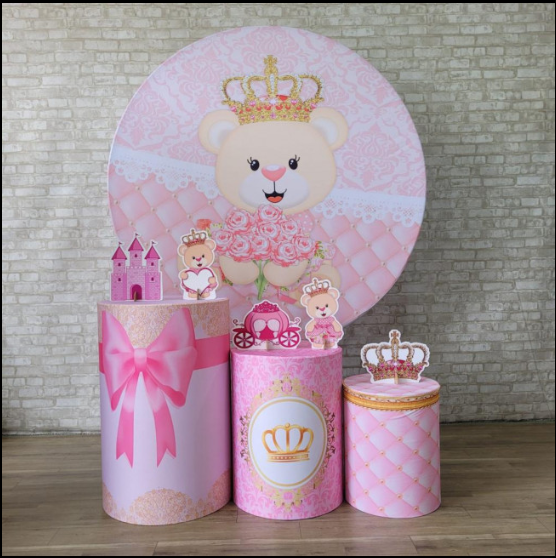 Alugue Tema Para Festa Decoração Ursinha Realeza Tecido ( Modelo 1 )