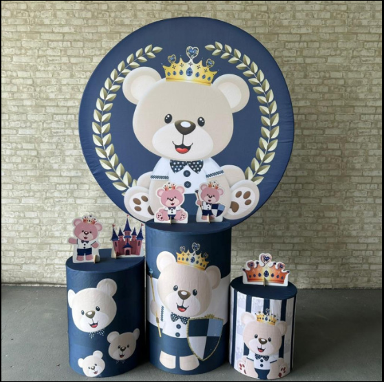 Alugue Tema Para Festa Decoração Ursinho Príncipe Tecido ( Modelo 1 )