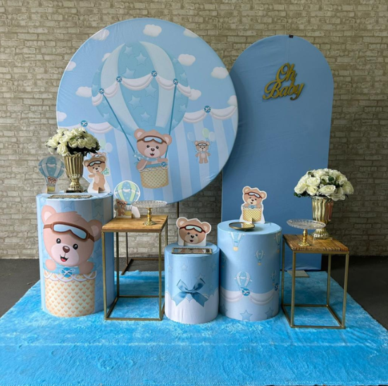 Alugue Tema Para Festa Decoração Ursinho Baloeiro Tecido ( Modelo 3 )