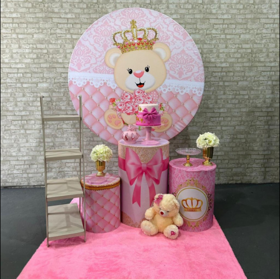 Alugue Tema Para Festa Decoração Ursinha Realeza Tecido ( Modelo 2 )