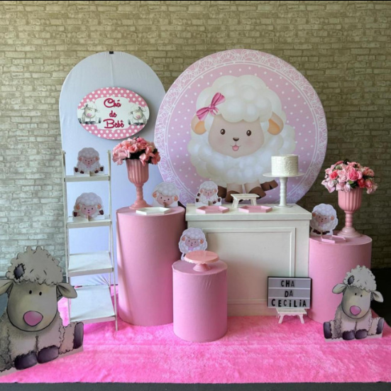 Alugue Tema Para Festa Decoração Ovelhinha Tecido ( Modelo 3 )