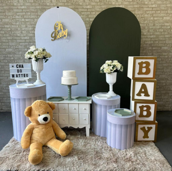 Alugue Tema Para Festa Decoração Chá de Bebê Verde Eucalipto Tecido ( Modelo 1 )