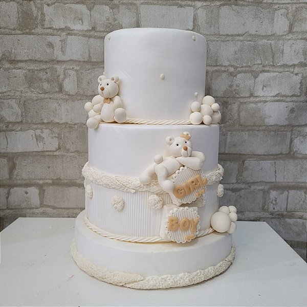 Alugue Bolo Fake Tema - Ursinho Revelação