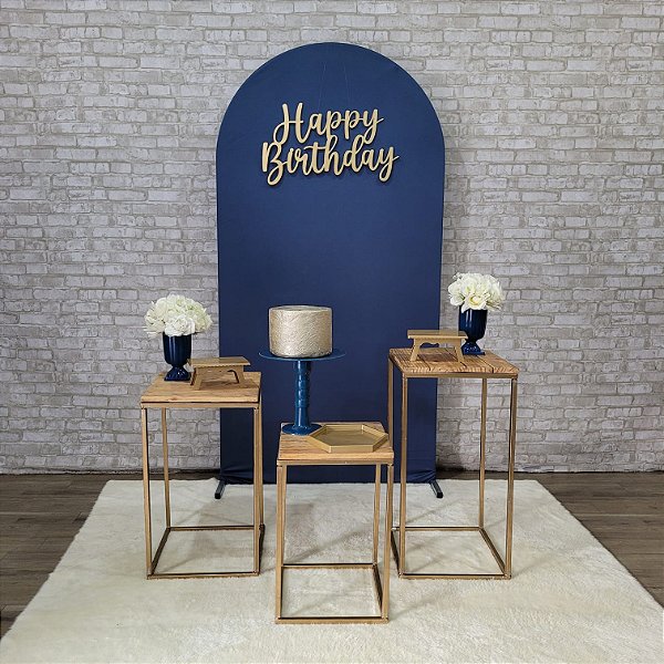 Alugue Tema Para Festa Decoração Happy Azul Petróleo Tecido ( Modelo 2 )