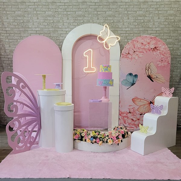 Alugue Tema Para Festa Decoração Jardim das Borboletas Tecido ( Modelo 7 )