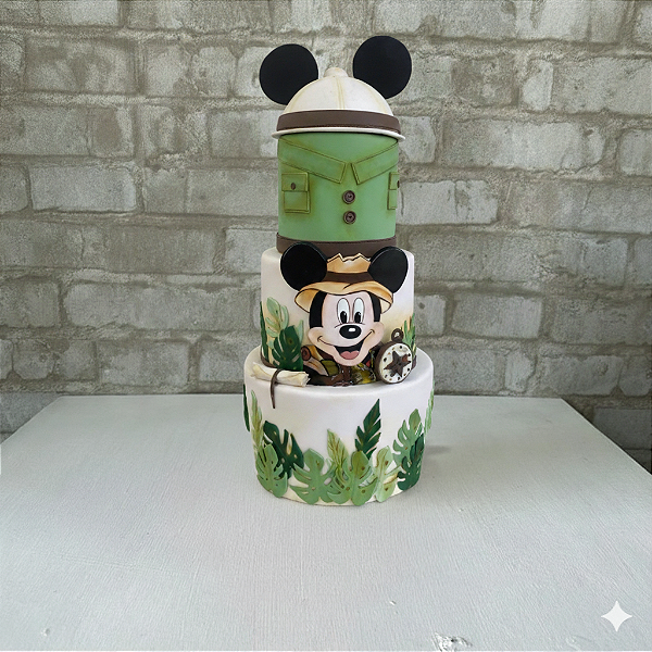 Alugue Bolo Fake Cenográfico Mickey Safari