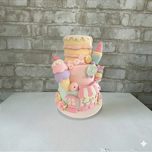 Alugue Bolo Fake Cenográfico Confeitaria Doces II
