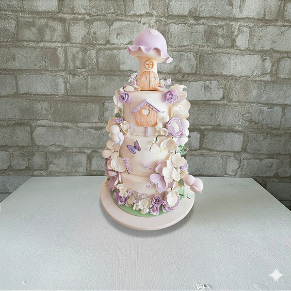 Alugue Bolo Fake Cenográfico Jardim Encantado Lilás