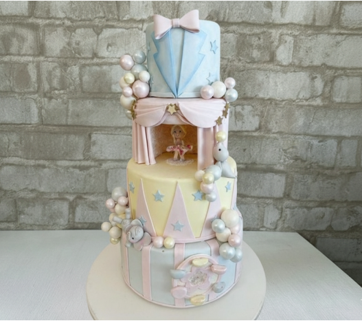 Alugue Bolo Fake Cenográfico Circo Rosa