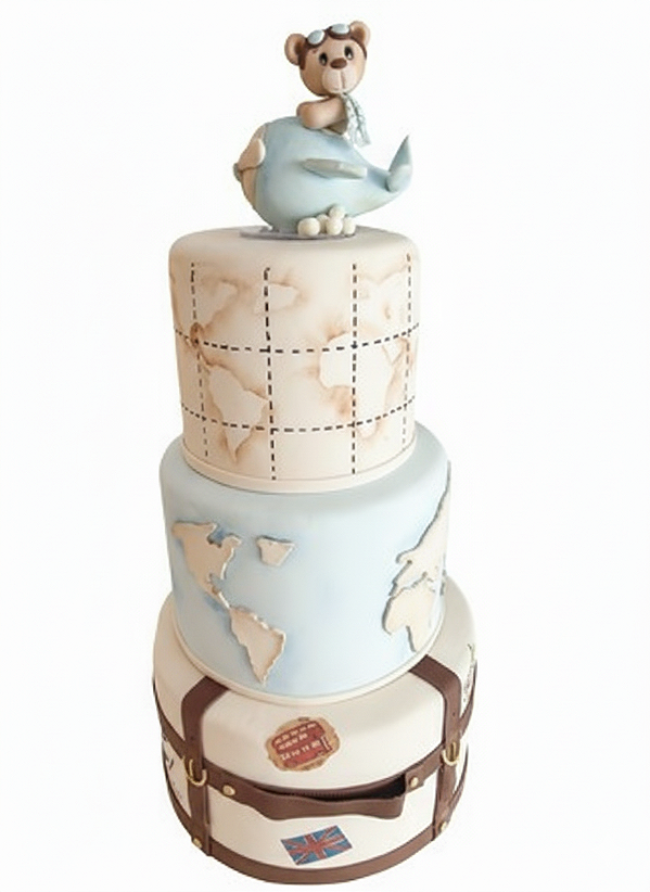 Alugue Bolo Fake Cenográfico Ursinho Aviador